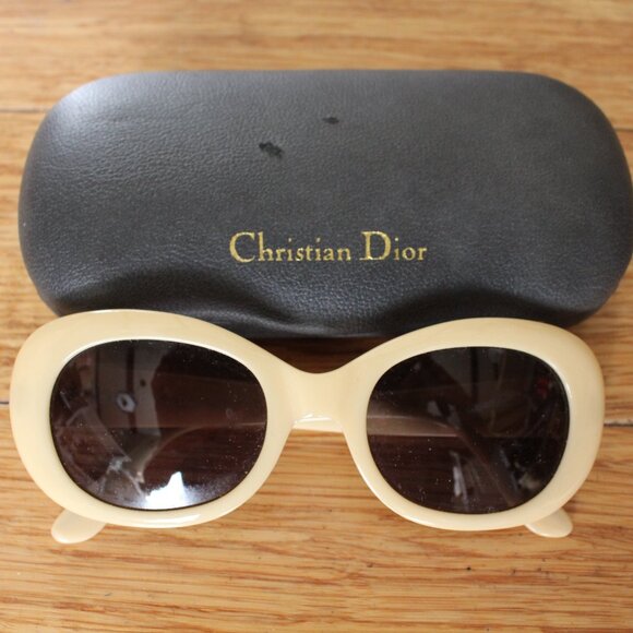 Dior Accessories - Christian Dior Vintage Italy Oval Ivory Round Sunglasses Kurt Cobain